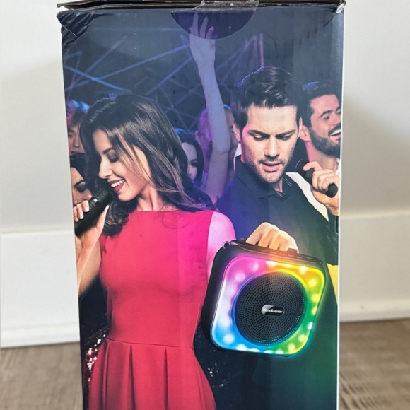 Brookstone Karaoke Dynamite Duo Wireless Led Speaker With 2 Wireless Microphones - Picture 10 of 13